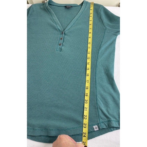 Eddie Bauer Waffle Knit Henley Shirt Thermal Top Womens XL Teal 90s Y2K Outdoor - Picture 10 of 11